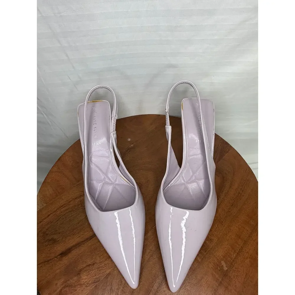 Anne Klein Lilac Patent Slingback Pointed Toe Heels Women’s 7M Dress Pumps